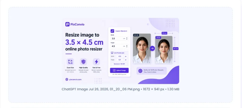 Resize Image to 3.5 × 4.5 CM Online Free